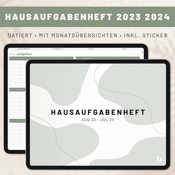 Hausaufgabenheft Digital Deutsch · August 2023 – Juli 2024 · GREENLINE