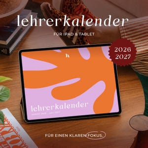 Digitaler Lehrerkalender 2026 2027 | Digitaler Terminplaner für Lehrer:innen | für GoodNotes & Penly etc. | CORAL