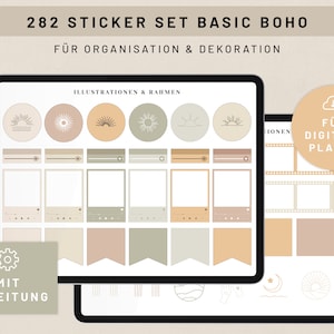 Digitale Sticker Set Goodnotes · 282 PNG Dateien · Basic Boho