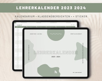 Lehrerkalender Digital 2023 2024 • August 23 – Juli 24 • Planer für iPad & Tablet • Grün
