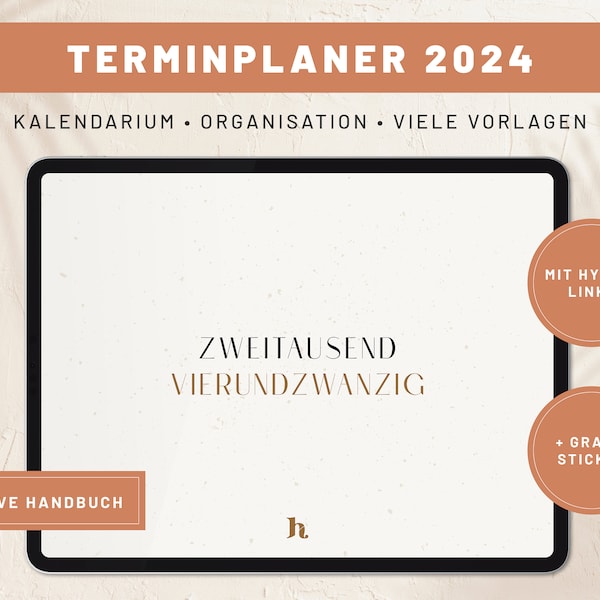 Digitaler Planer 2024 Deutsch · Januar-Dezember ·  Terminkalender für GoodNotes XODO Notability · SHINE