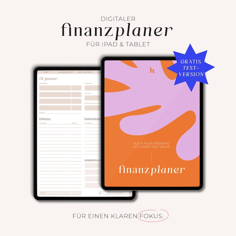 Digital Budget Planner (German) · Financial Planner for GoodNotes, Notability, XODO, Noteshelf · iPad + Tablet Planner · BEIGE image 1
