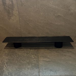 Blackened Oak Bench – Handcrafted Low Seat with Natural Oil Finish | low coffee table | Wabi-sabi console