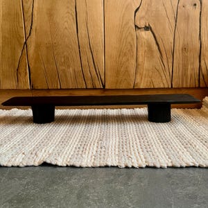 Charred Oak Bench – Low Wood Seat with Sculptural Presence | Wabi Sabi | Black Bench | Low Wood Bench | Wood Bench