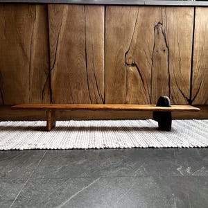 Minimalist Oak & Stone Bench: Handmade Coffee Table