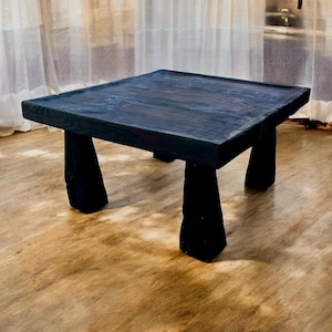Shadow Block Low Square Table in Pine | Unique coffee table | Wood coffee table | low coffee table | Wabi-sabi