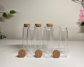 Set of 2 Glass Vials with Cork Lid, 90ml DIY Craft Bottle