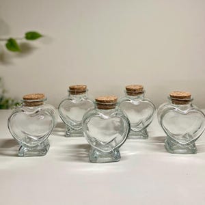 Heart Shape Glass Jar with Cork Lid/Small Jar /90ml 4.75”H Bottle with Cork Lid /Jam Jar/Sand Jar/SpellJar/DIY Craft Jar
