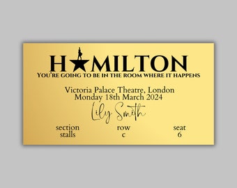 Hamilton Souvenir Ticket, Personalised Hamilton ticket, Hamilton Gift, Souvenir Gift, Hamilton Ticket, London West End, Broadway, Theatre