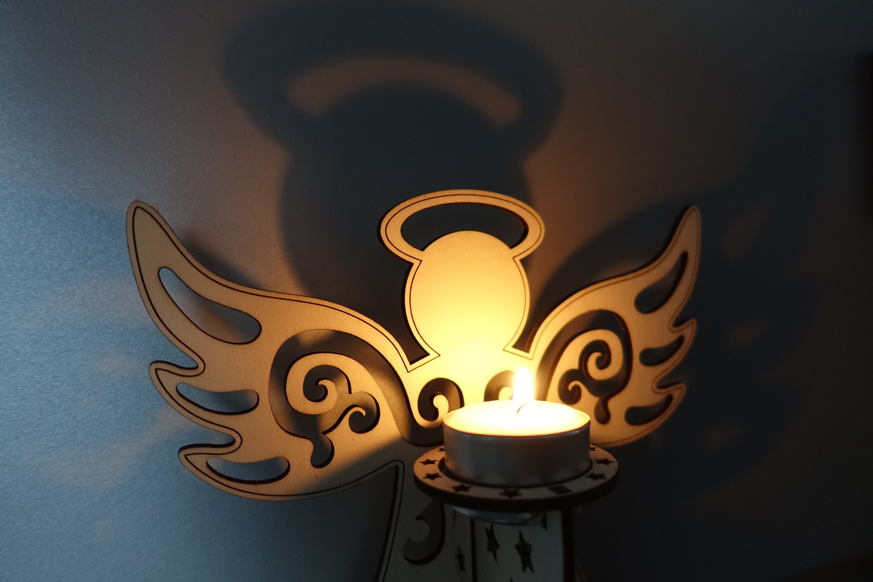 Christmas Angel Angel Tealight Template, SVG, PDF, DXF, Laser, cnc