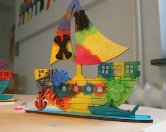 Pirate ship laser file children&#39;s birthday, CDR, SVG, PDF