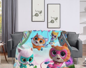 Disney Super kittes Custom Name Blanket Baby Girl Boy Blankets Throw Personalized Blanket Gifts.