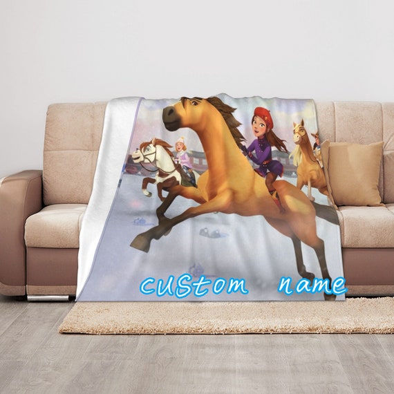Spirit Riding Free Horses Custom Name Blanket Baby Girl Boy