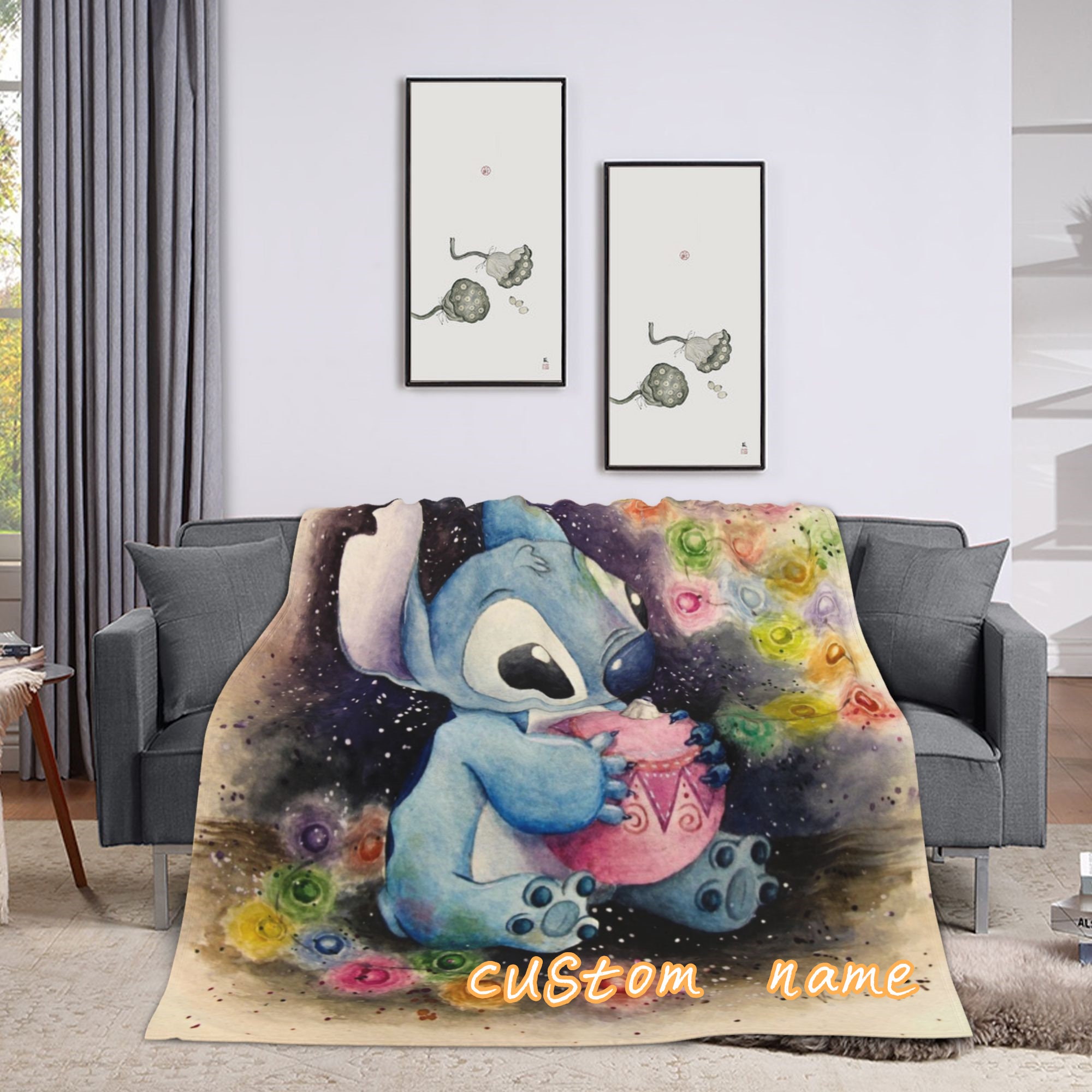 Personalized Name Disney Stitch Blanket, Lilo And Stitch Gifts