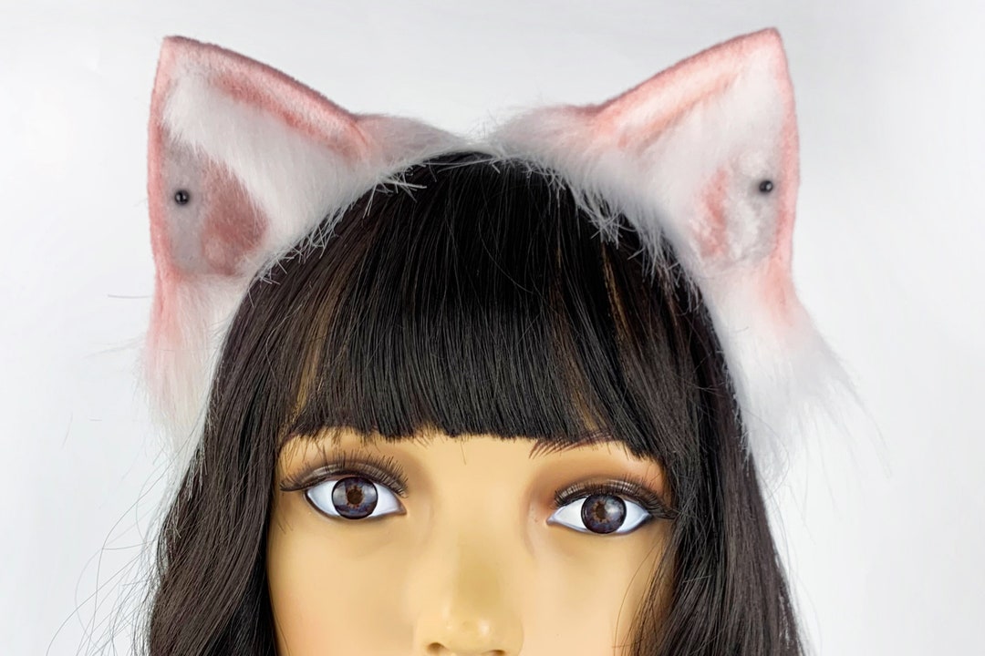 Pink and White Cat Ear Headband Kitten Ear Kittenplay Ear Etsy