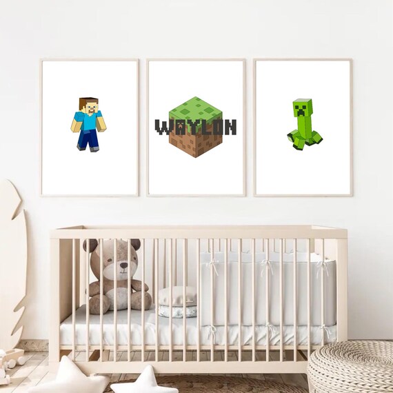 Custom Personalised Minecraft Kids Room or Nursery Prints