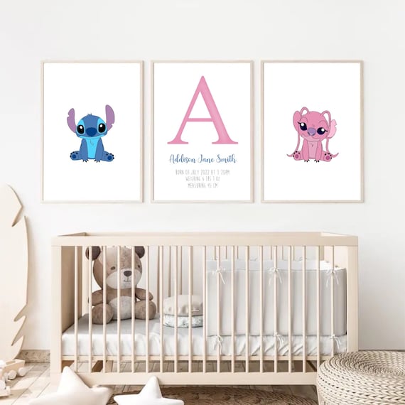 Custom Personalised Lilo and Stitch Stitch and Angel Kids or Nursery  Room Prints