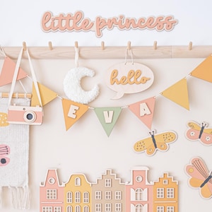 Personalized Name Sign For Girls, Personalized Nursery Garland, Colorful Banner For Girls Room, Wooden Banner for Girls, Customized Banner
