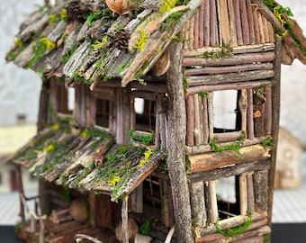 Handcrafted natural twig fairy house