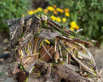 Handcrafted natural twig fairy house