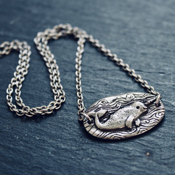 Narwhal Pendant Necklace in Pewter. Magic is Everywhere.