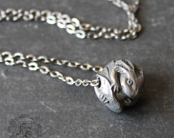 Axolotl Pendant Necklace in Pewter.