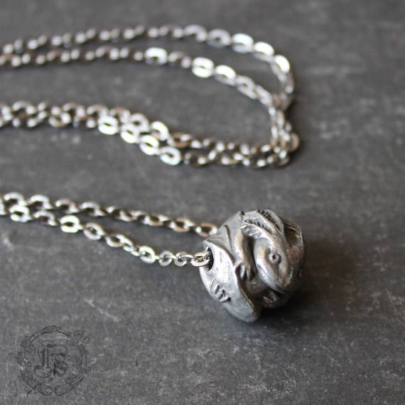 Axolotl Pendant Necklace in Pewter.