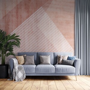 Pink Pyramid Abstract Wallpaper | Luxury Modern Wall Decor | Textured Art Wall Mural | Peel and Stick | Removable Self-Adhesive