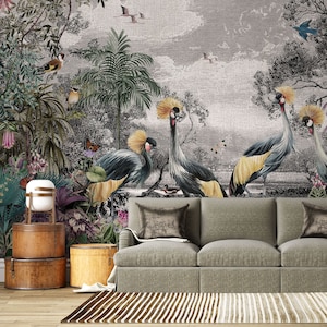 Exotische Fauna Tropische Tapete | Luxus Moderne Wanddekoration | Natur Tropischer Dschungel Bäume Wandbild | Schälen und Aufkleben | Wieder ablösbar, selbstklebend