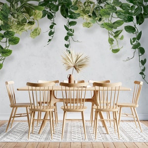 Carta da parati con foglie di edera verde / Decorazione da parete moderna di lusso / Murale strutturato con foglie pendenti verdi naturali / Stacca e incolla / Autoadesivo rimovibile
