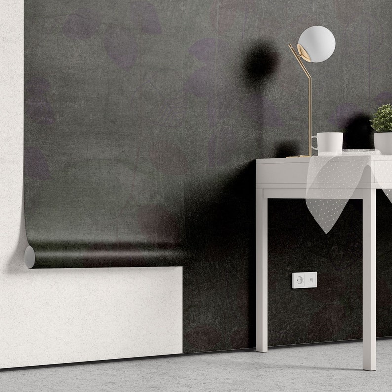 Purple Dark Leaf Abstract Wallpaper Luxury Modern Wall Decor Textured