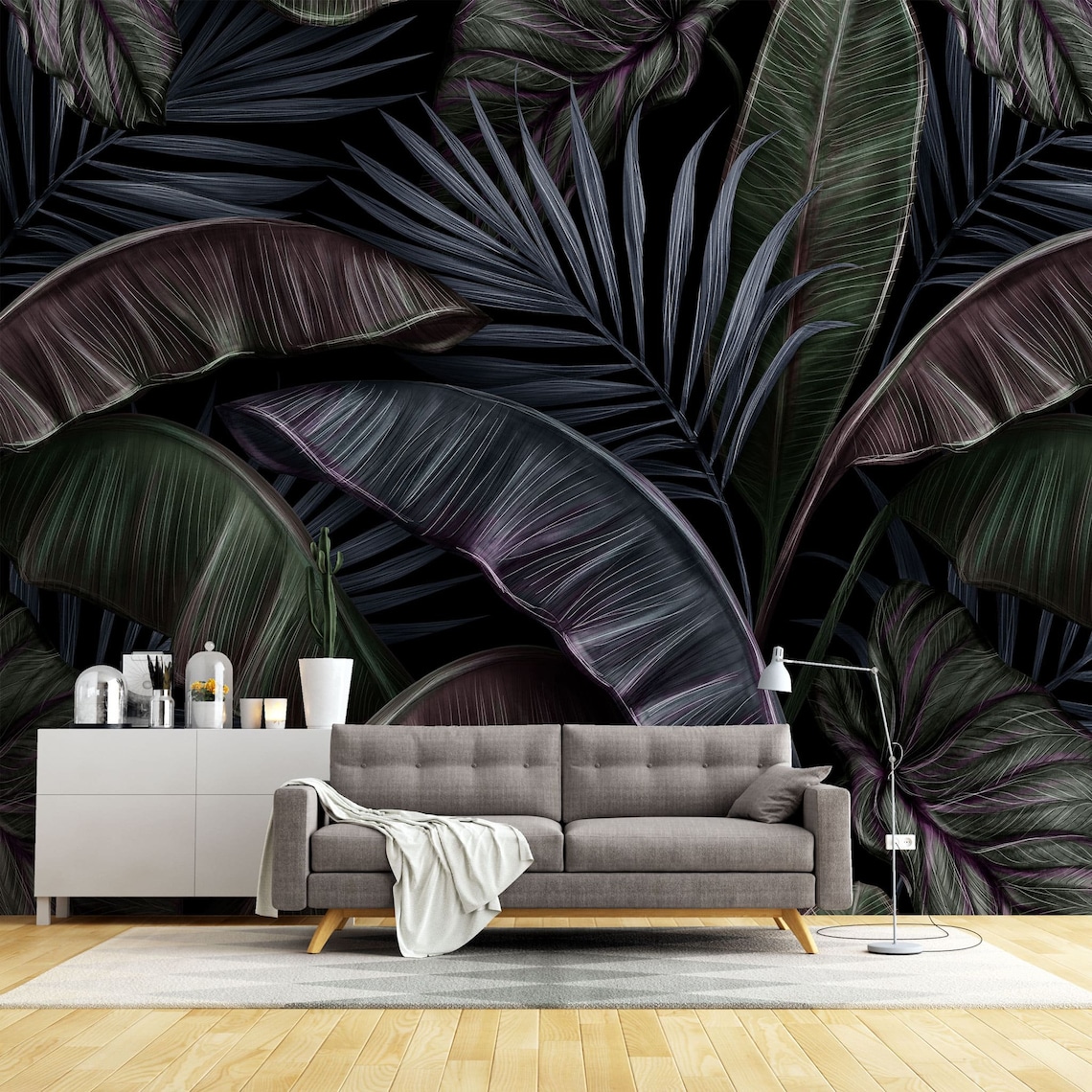 Black Tropical Wallpaper | Luxury Modern Wall Decor | Nature Exotic ...