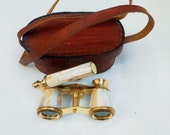 Brass opera glasses with mother of pearl-Nautical binocular-spyglasses-Maritime -Christmas-Groomsmen-Anniversary gift