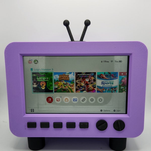 Mini écran TV et support pour Nintendo Switch version OLED avec port de charge