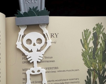 Gothic Bookmark Skeleton Tombstone: The Crypt Keeper’s Page Marker, Handmade Book Accessory