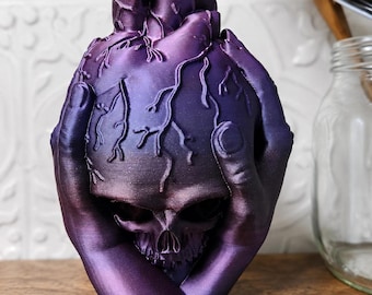 Spooky Planter Skull Bud Vase, Creepy Gothic Home Decor, Dark Grunge Decor Centerpiece for Alternative Aesthetic