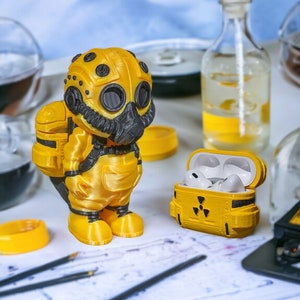 Fallout Inspired AirPods Holder - Vault Dweller Figurine Design, Hazmat Suit Decor