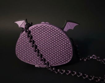 Bat Wing Purse: Going Batty 3D Printed Black Mesh Bag - Gothic Design