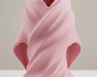 Blush Kimono Sculptural Vase, 3D Printed Modern Home Decor, Dried Flower Arrangement
