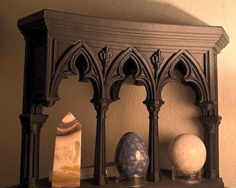 Gothic Cathedral Corner Shelf | Dark Academia Wall Shelf | Spooky Crystal Display Shelf | Medieval Gothic Decor | Witchy Altar Shelf