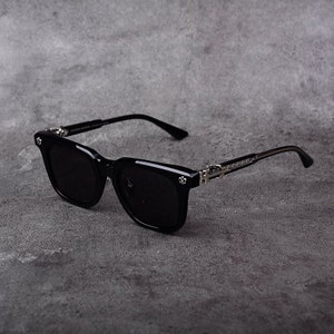 Pure titanium frame sunglasses, Men's and women's sunglasses, Fashion sunglasses, Sunglass for men and women, 0037 Black Silver