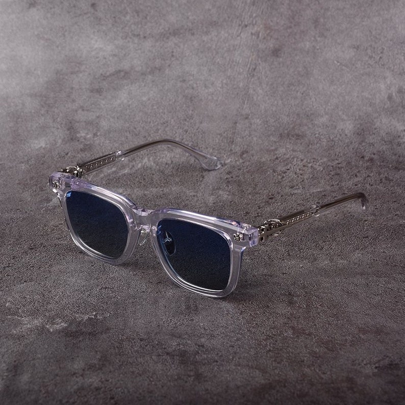 Pure titanium frame sunglasses, Men's and women's sunglasses, Fashion sunglasses, Sunglass for men and women, 0037 Transparent Silver