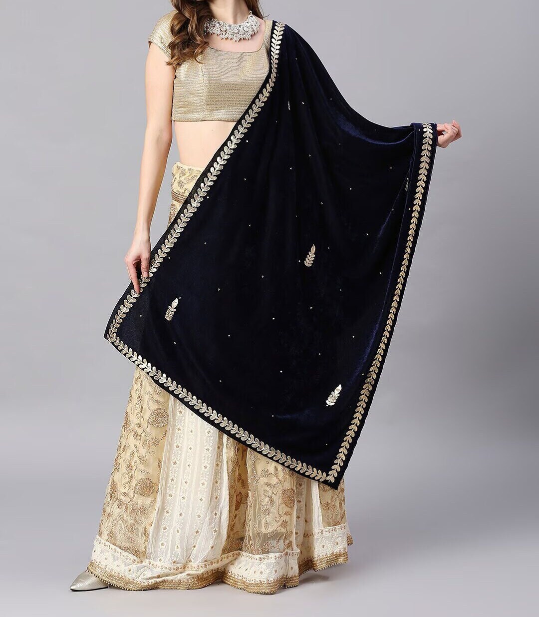 Wine Gotta Patti Velvet Dupatta main image 1