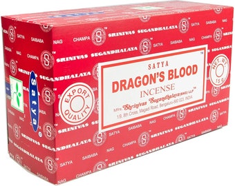 Satya Dragon's Blood Incense Sticks Agarbatti 180 Grams Box | 12 Packs of 15 Grams Each in a Box Free  Shipping