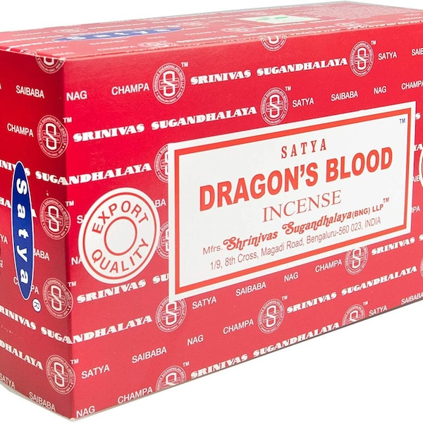 Satya Dragon's Blood Incense Sticks Agarbatti 180 Grams Box | 12 Packs of 15 Grams Each in a Box Free  Shipping
