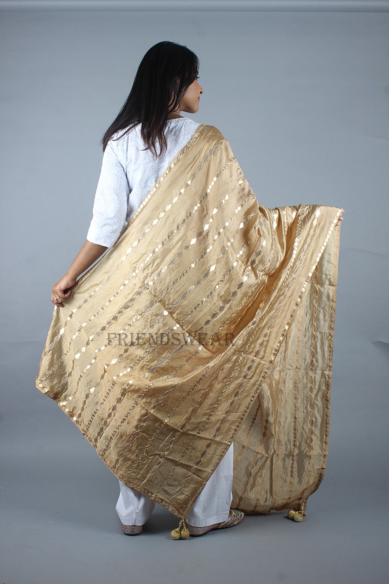 Fawn Gotta Patti Silk Blend Dupatta main image 0