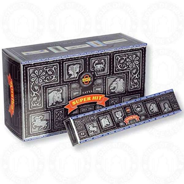 Satya Nag Champa Super Hit Incense Sticks Agarbatti 180 Grams Box | 12 Packs of 15 Grams Each in a Box Free  Shipping