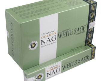 Varillas de incienso Vijayshree Golden Nag de salvia blanca, 15g x 12 cajas, 180 gramos, envío gratis