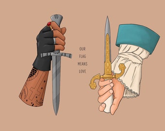 Pirate hands with daggers art print