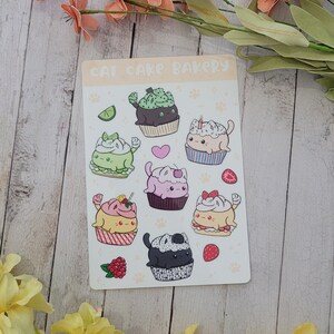 Cute Cupcake Dessert Cats sticker sheet